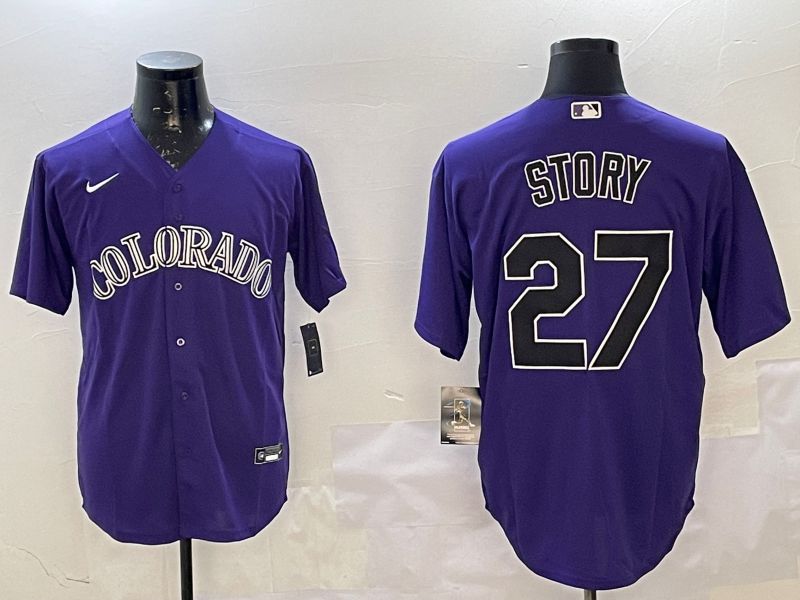 Men Colorado Rockies #27 Story Purple Game 2025 Nike MLB Jersey style 1->colorado rockies->MLB Jersey